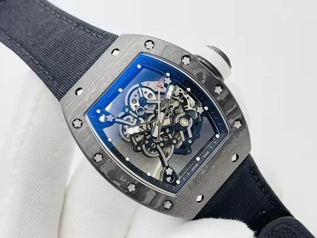 RM055 Skeleton Dial Black Bezel Black Canvas Strap RMS RMUL2