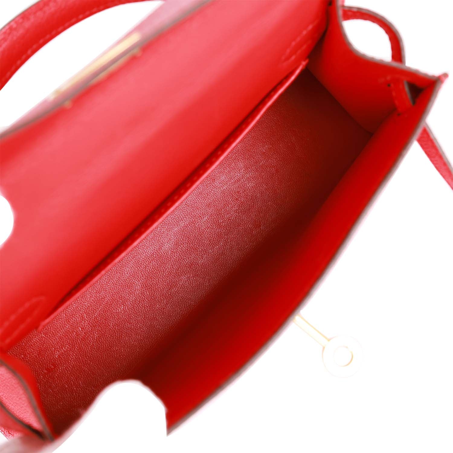 Pre-owned Hermes Kelly 20 Rouge de Coeur Chevre Mysore Gold Hardware