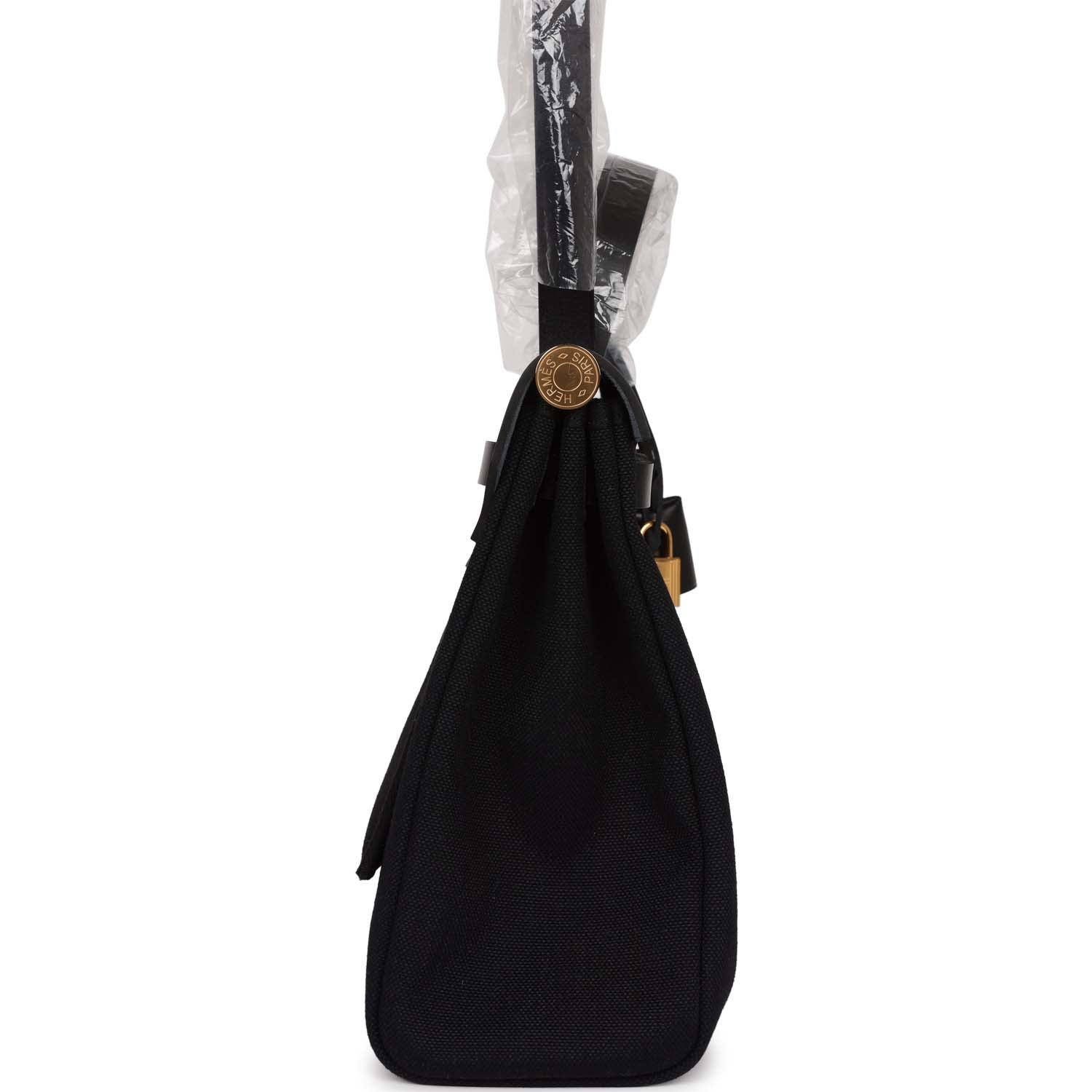 Hermes Herbag Zip PM 31 Black Toile H Berline Hunter Gold Hardware