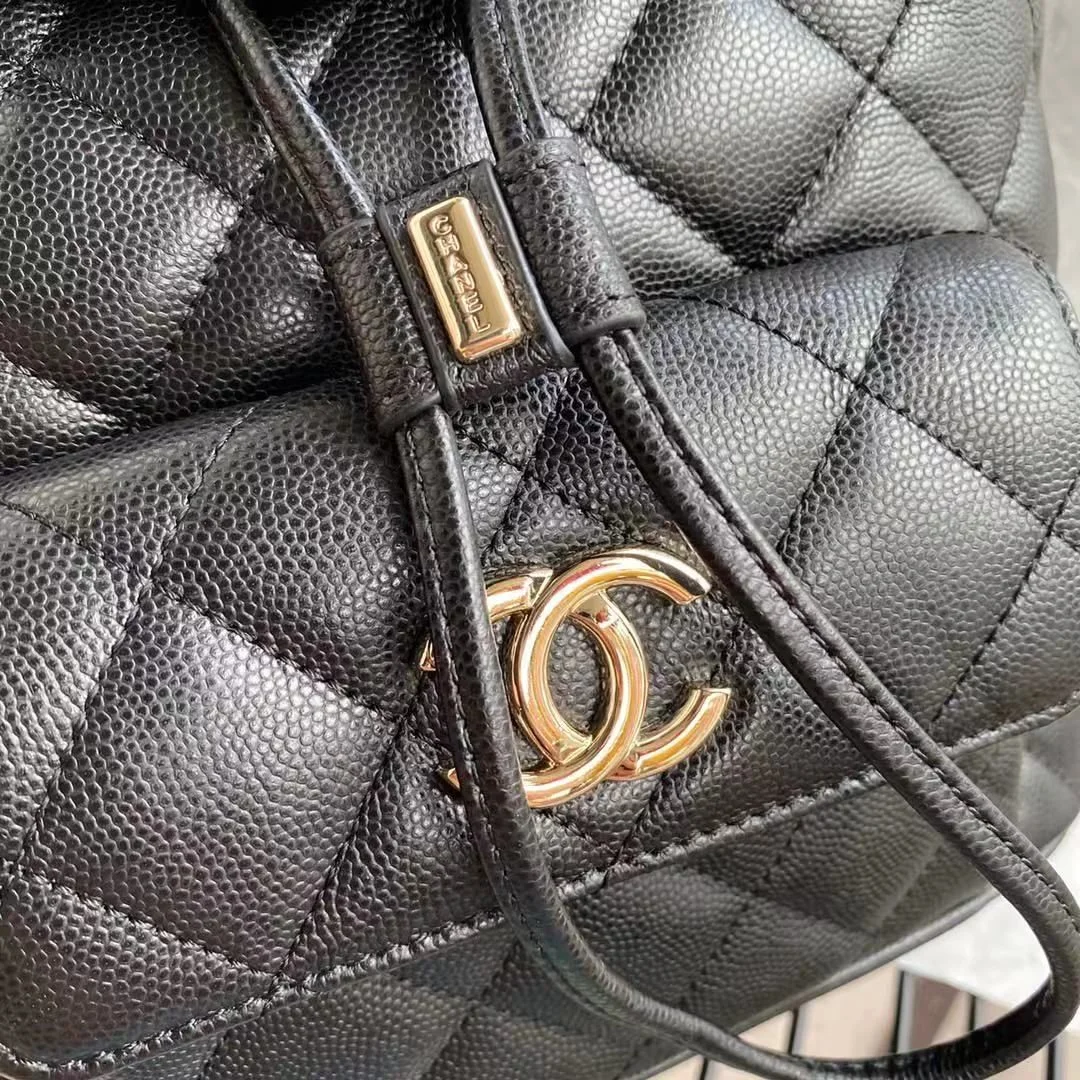Chanel Duma Backpack Gold Toned Hardware Black For Women, Women’s Bags, Shoulder Bags 9.4in/24cm AS1371