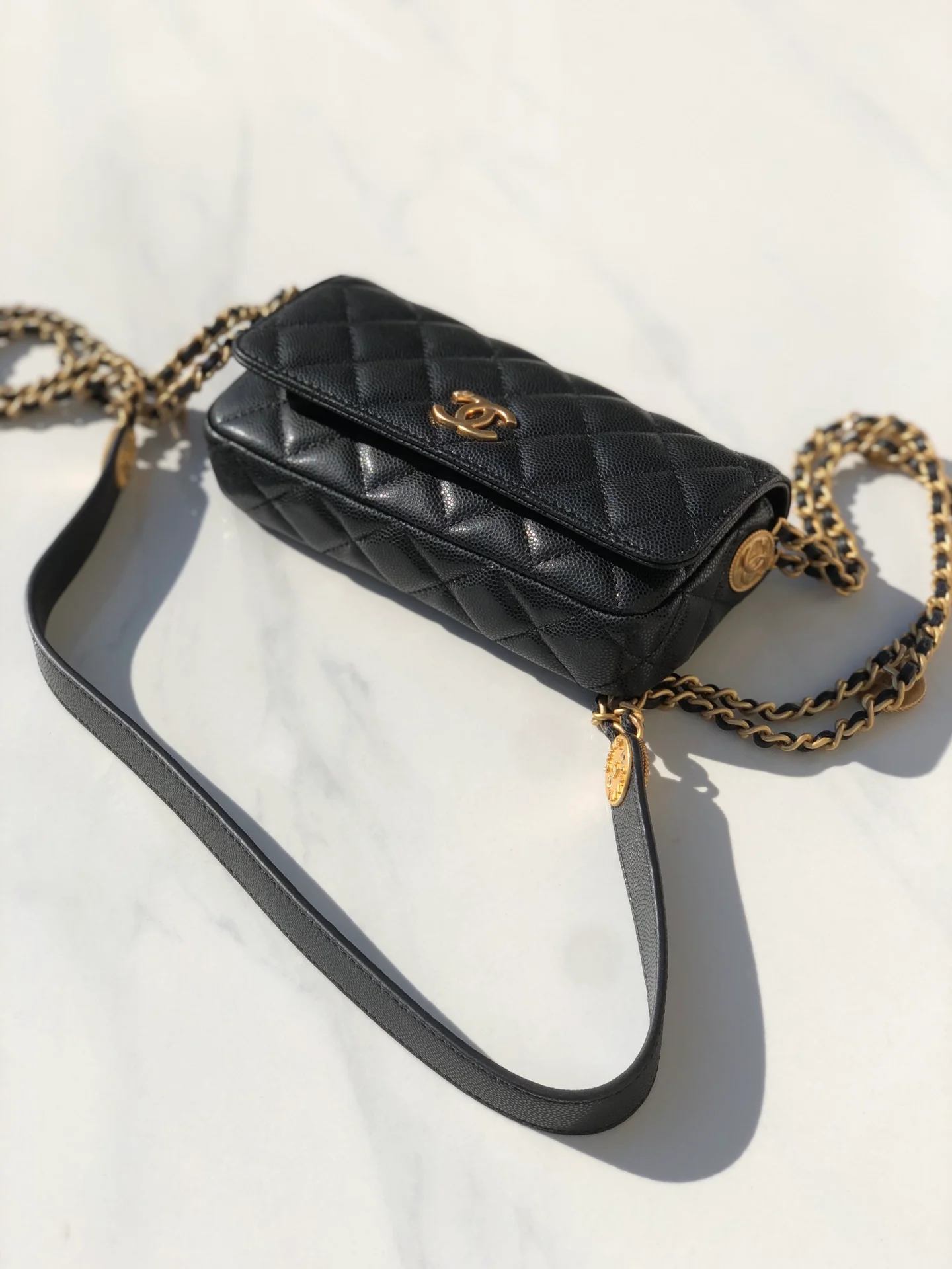 Chanel Small Flap Bags Gold Hardware Black For Women, Women’s Handbags, Shoulder Bags 7.5in/19.2cm