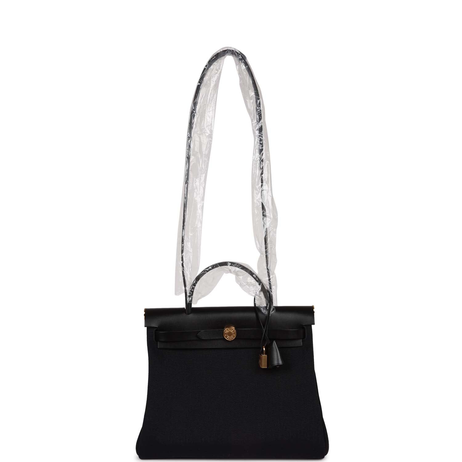 Hermes Herbag Zip PM 31 Black Toile H Berline Hunter Gold Hardware