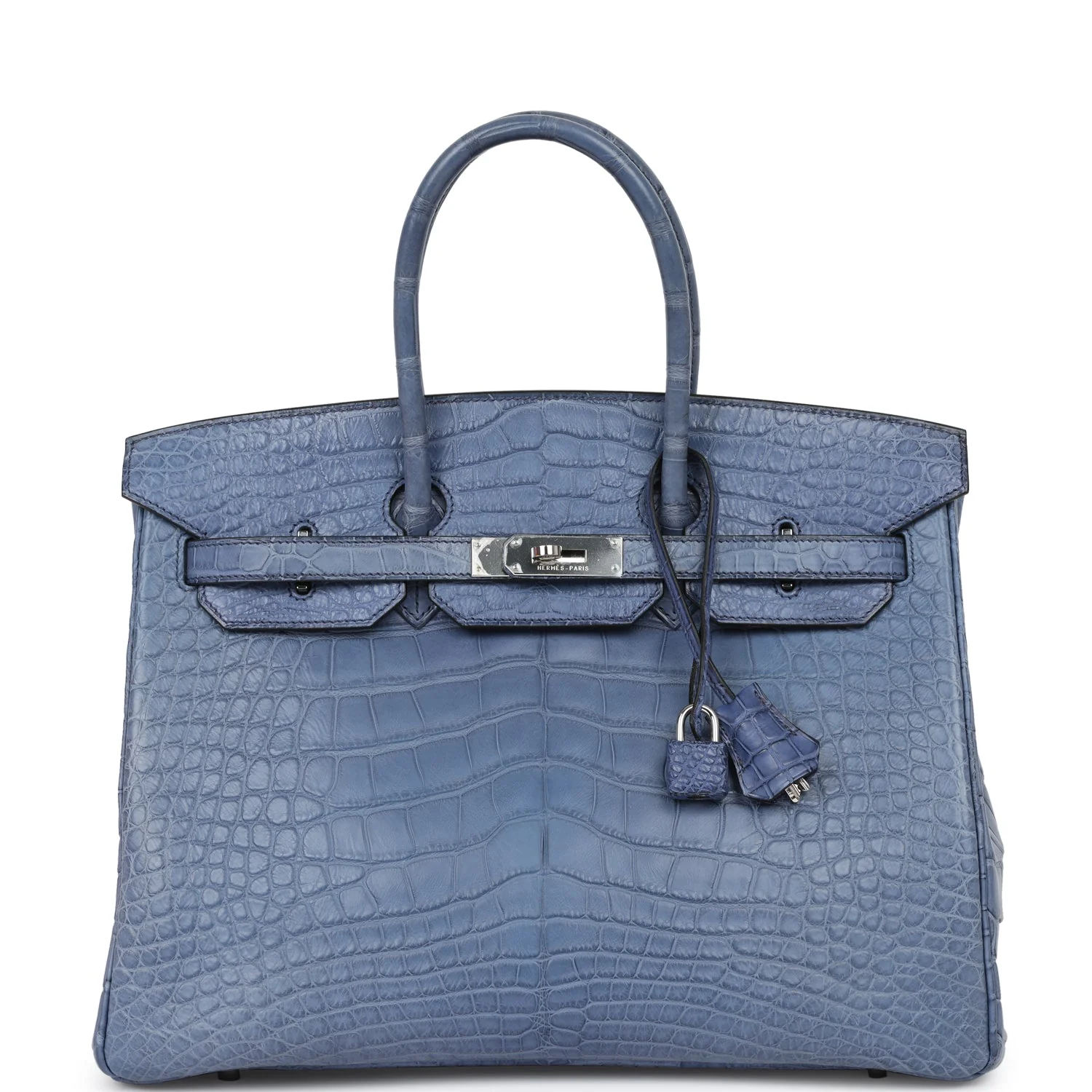 Pre-owned Hermes Birkin 35 Bleu Brighton Matte Alligator Palladium Hardware