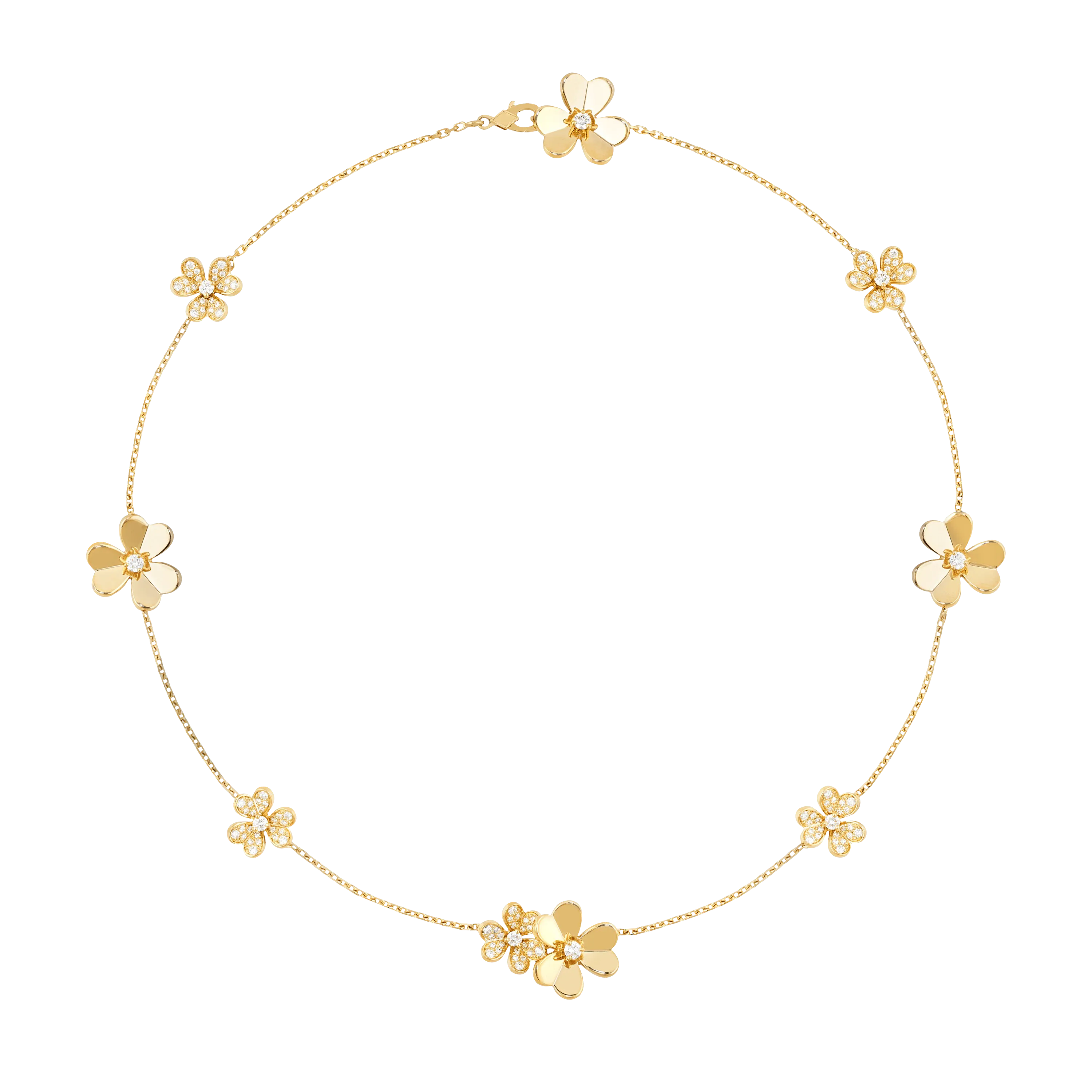 Gold Flower Necklace 9 flowers
