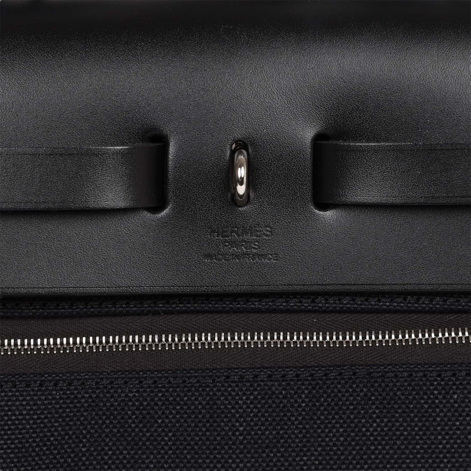 Hermes Herbag Zip PM 31 Black Toile H Berline Hunter Palladium Hardware