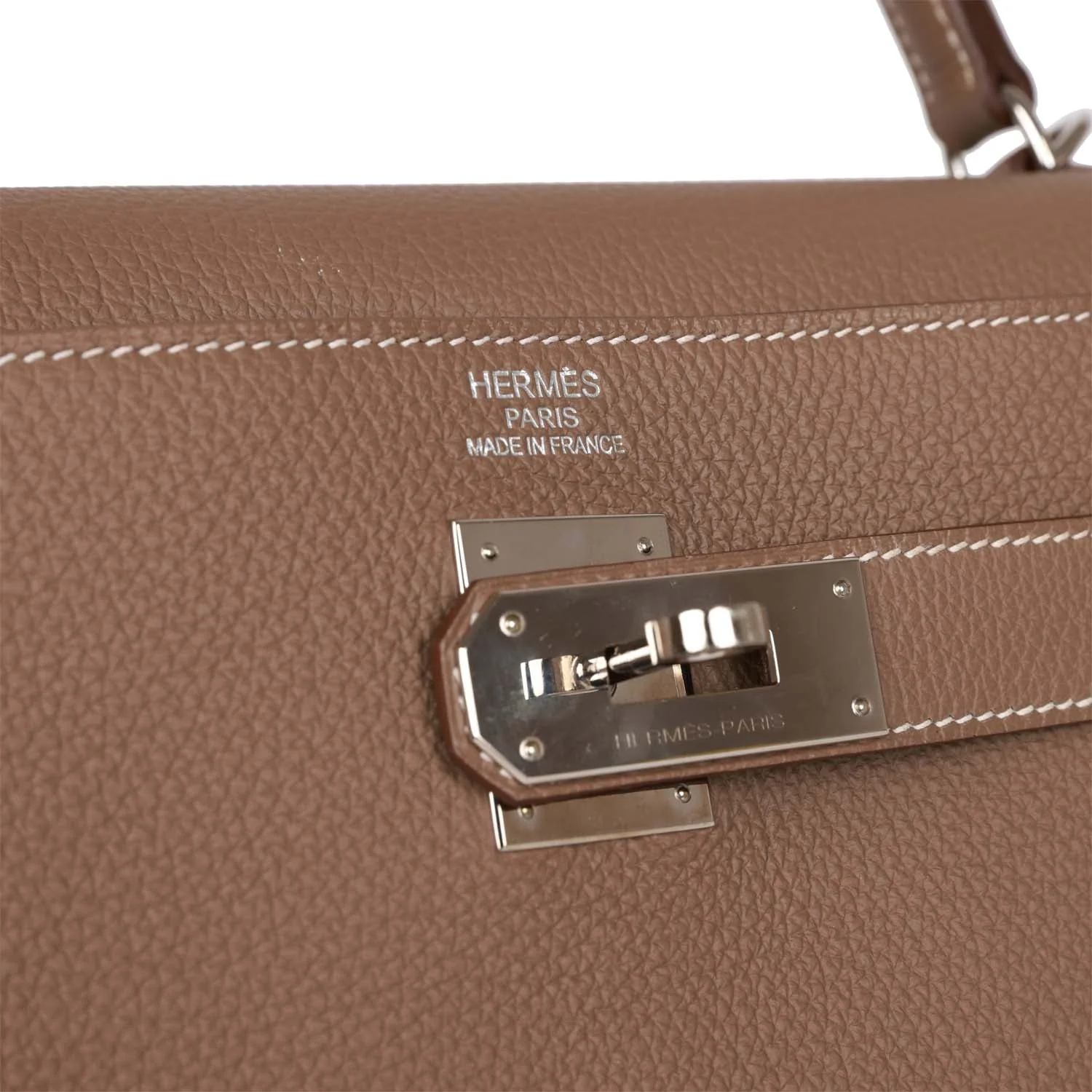 Pre-owned Hermes Kelly Retourne 40 Etoupe Togo Palladium Hardware