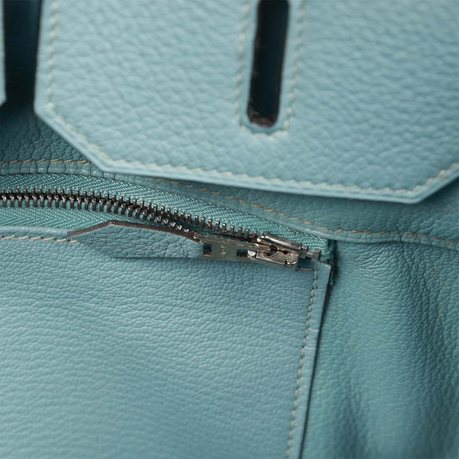 Pre-owned Hermes Birkin 35 Toile H and Ciel Clemence Palladium Hardware