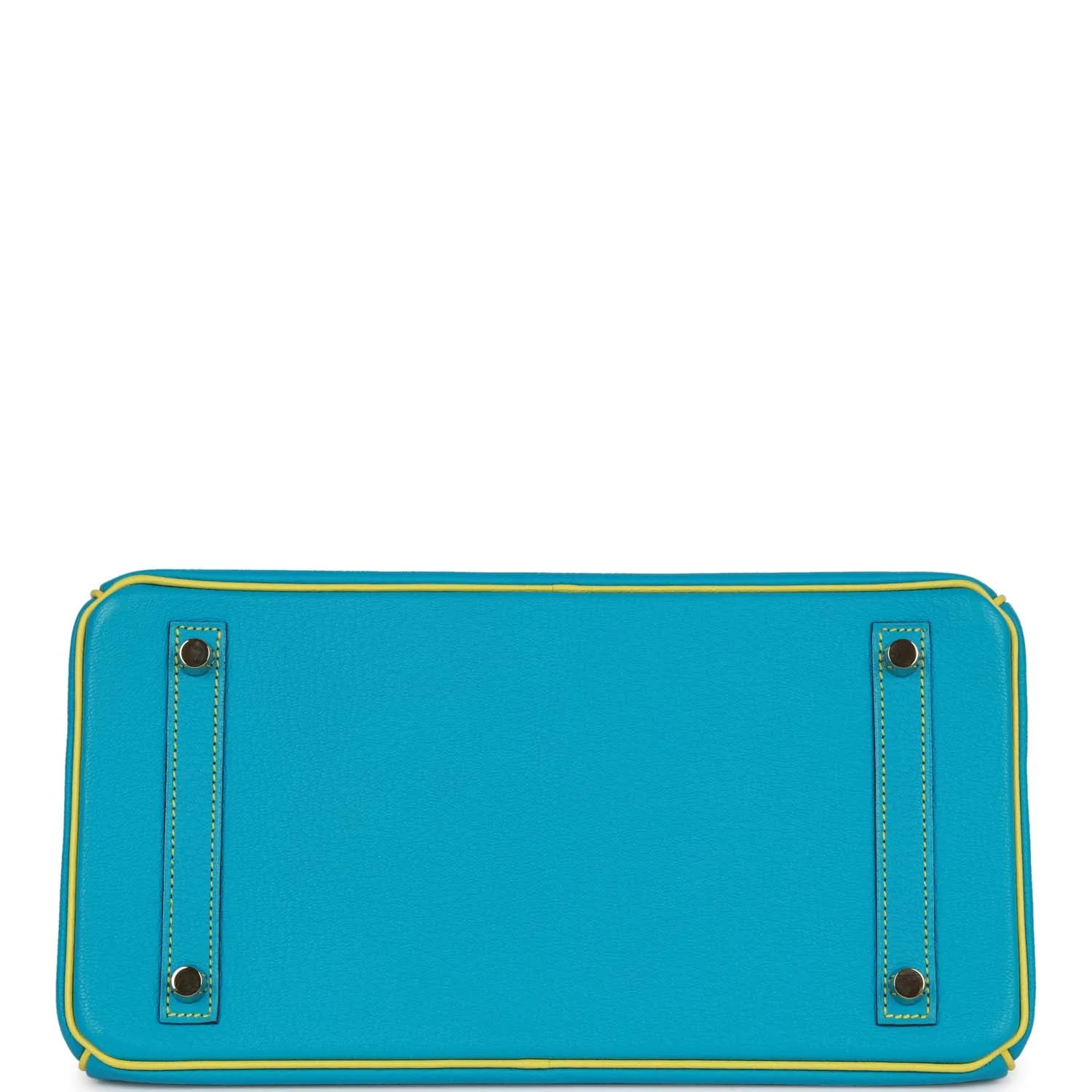 Pre-owned Hermes Special Order (HSS) Birkin 30 Bleu Turquoise and Lime Chevre Gold Hardware