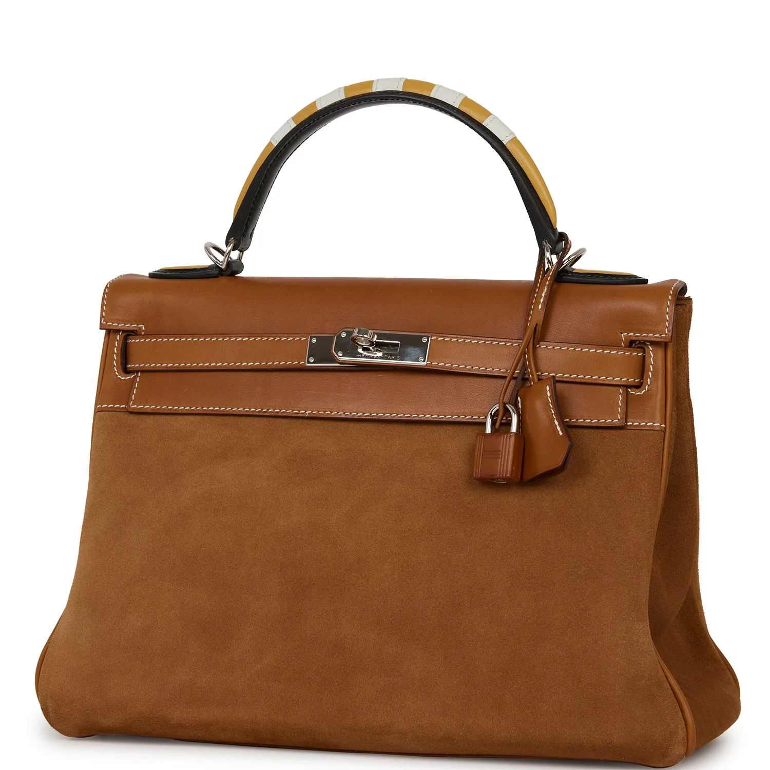 Pre-owned Hermes Grizzly Kelly Retourne 32 Fauve Au Galop Barenia Palladium Hardware