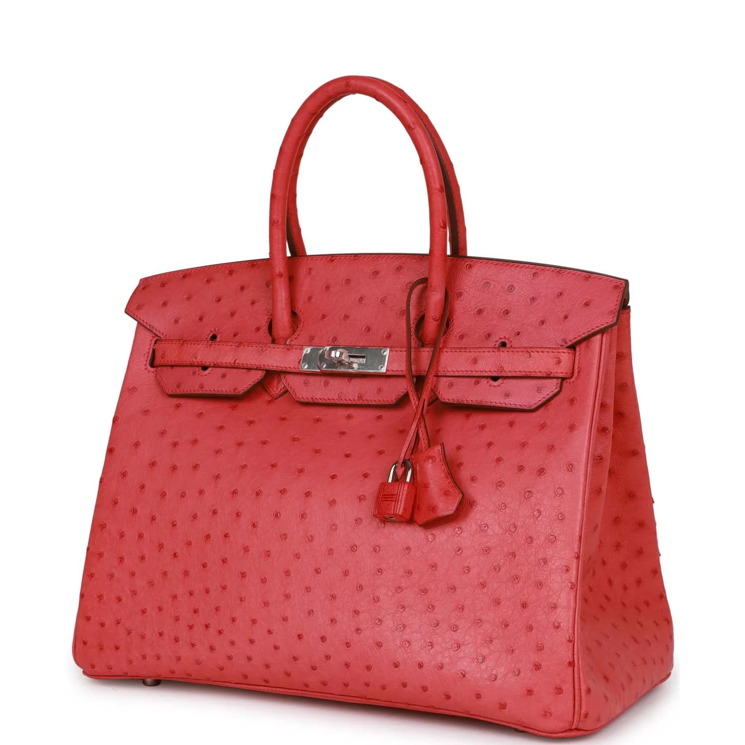 Pre-owned Hermes Birkin 35 Bougainvillea Ostrich Palladium Hardware