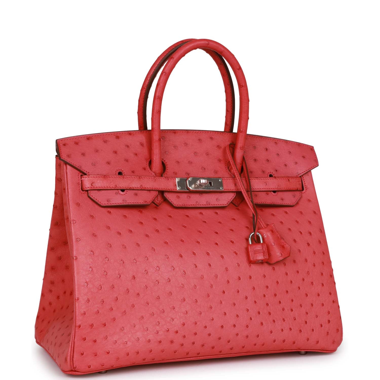 Pre-owned Hermes Birkin 35 Bougainvillea Ostrich Palladium Hardware