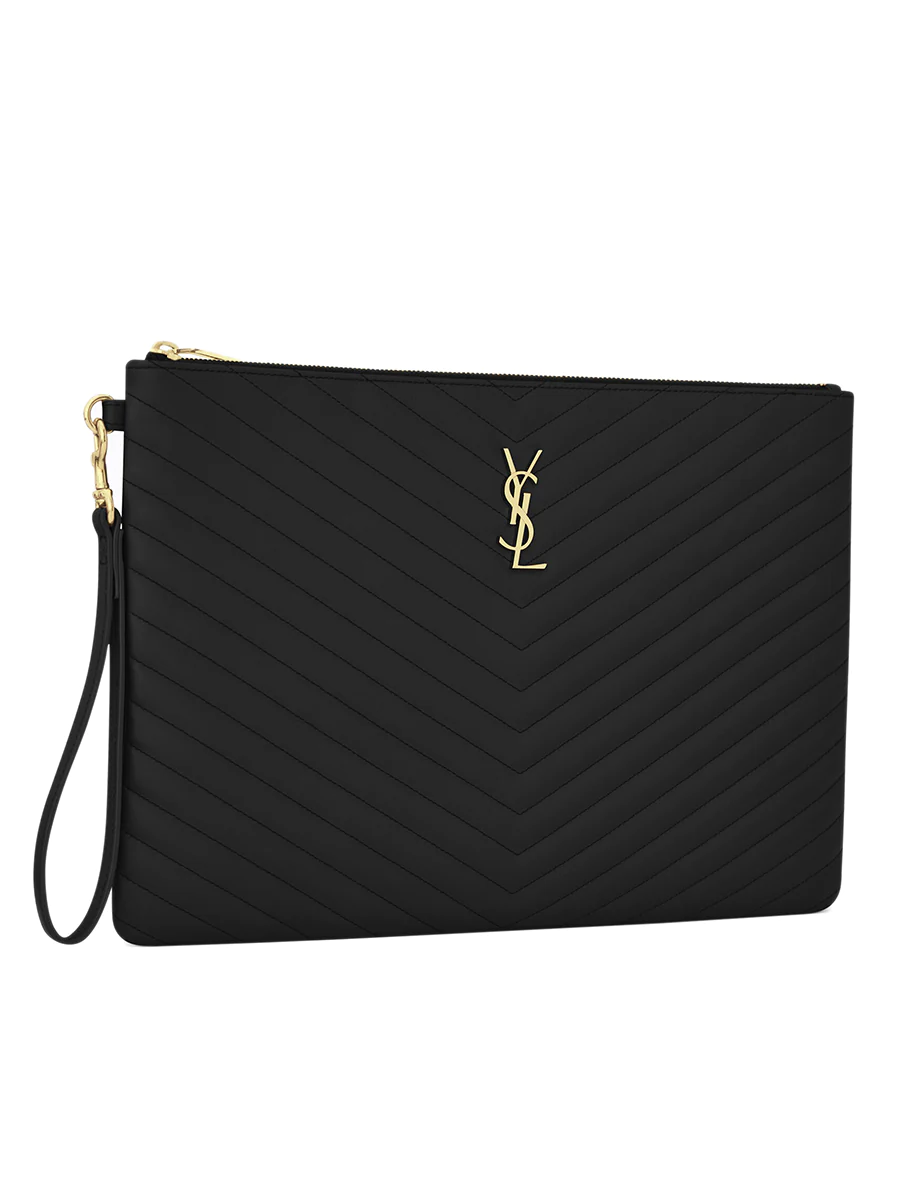 Monogram Document Holder in Matelasse Leather