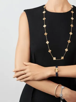 Alhambra bracelet, 5 motifs white gold, Diamond