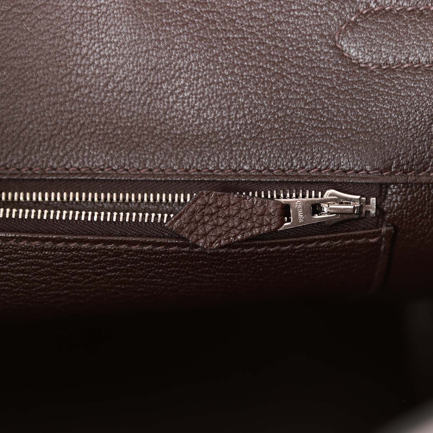 Pre-owned Hermes Birkin 35 Chocolate Togo Palladium Hardware