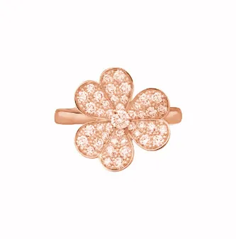 Frivole ring, 1 flower, small model rose gold, Diamond