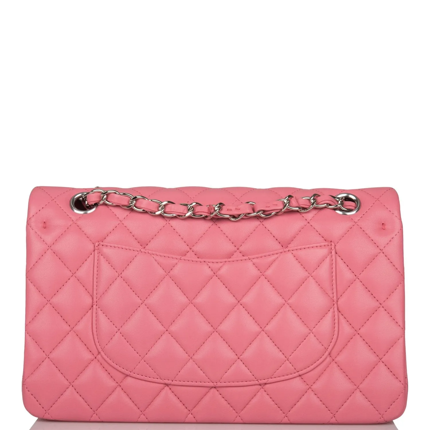 Medium Classic Double Flap Bag Rose Quilted Lambskin Silver Hardware