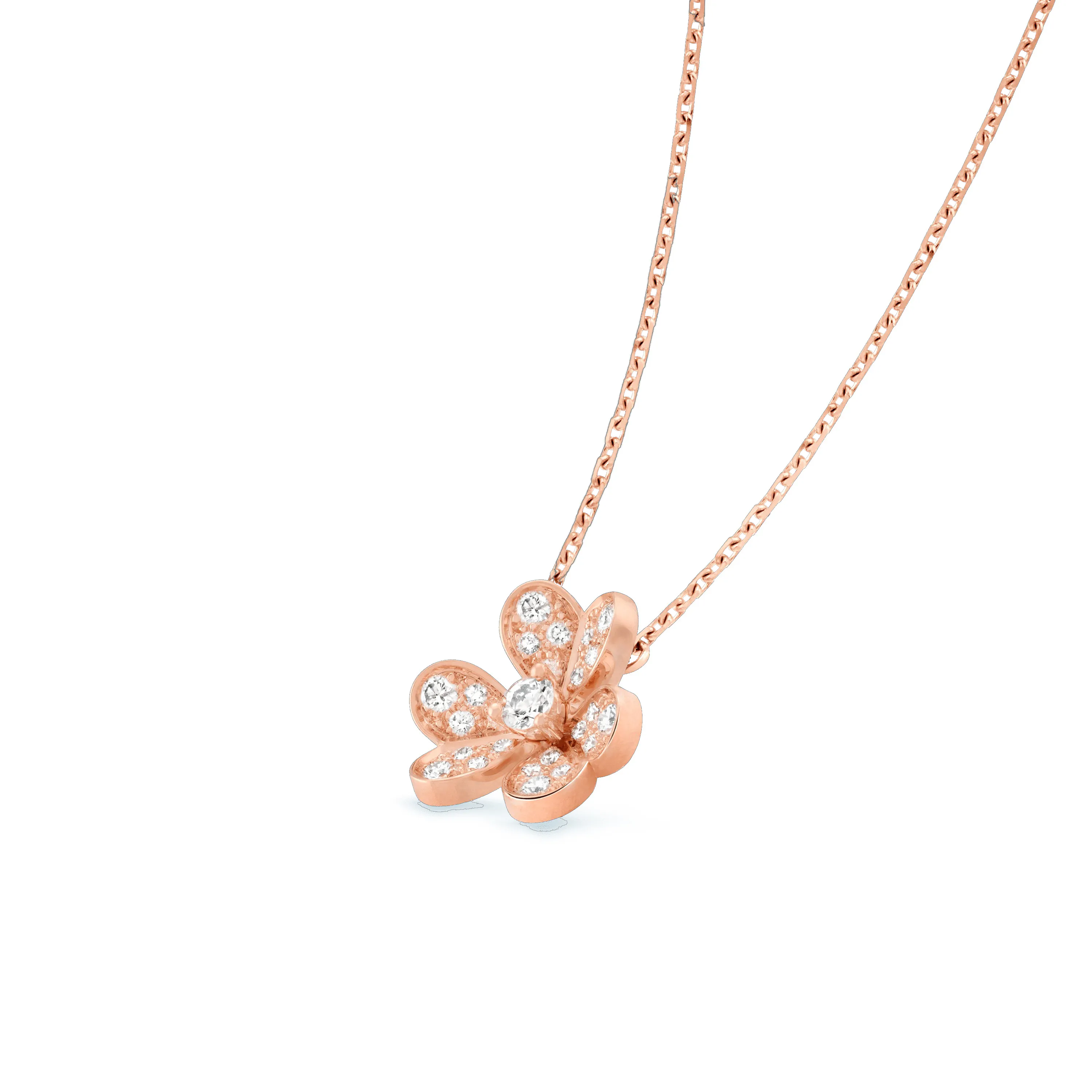 Rose gold three Petal Flower Pendant, mini style