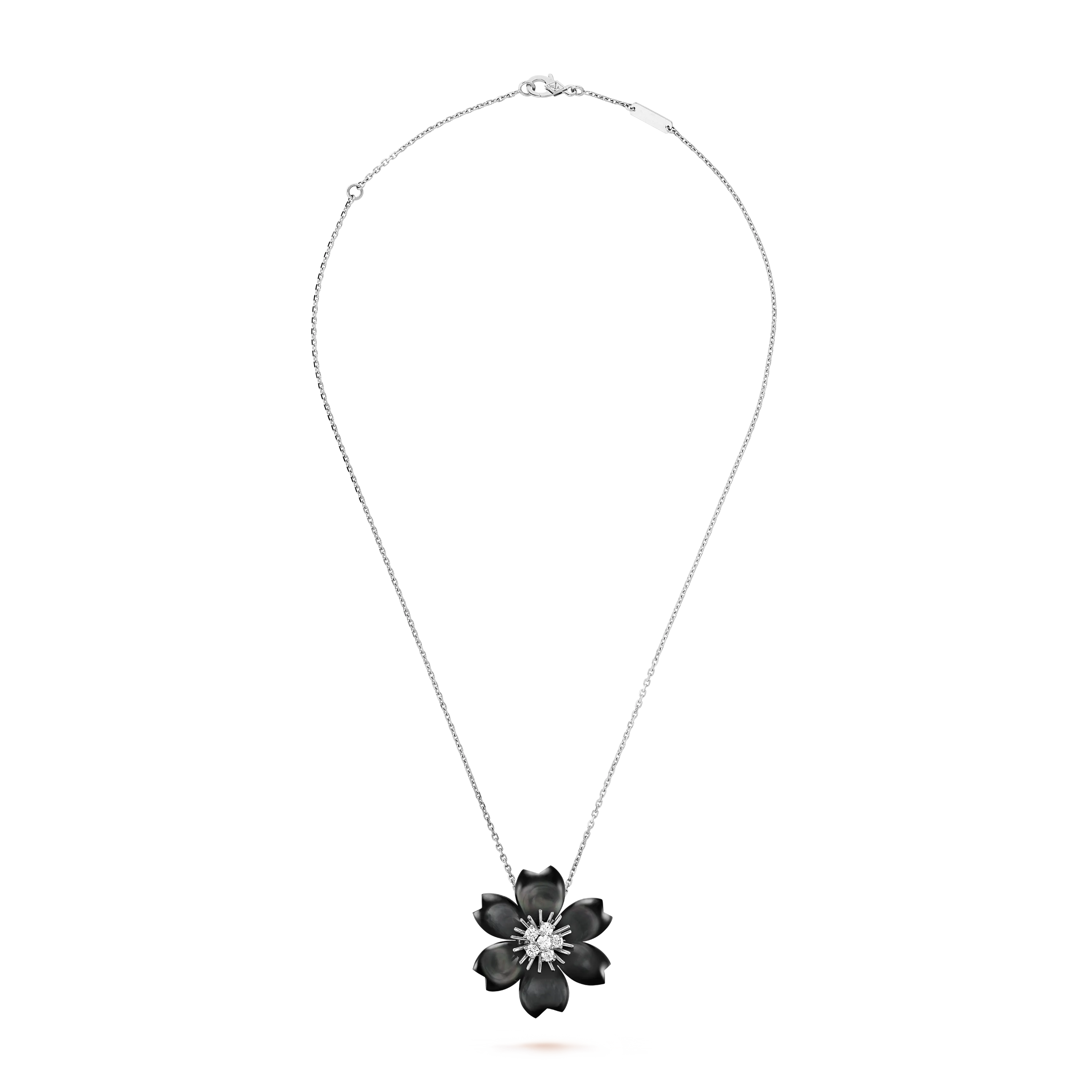 Rose de Noël clip pendant, small model white gold