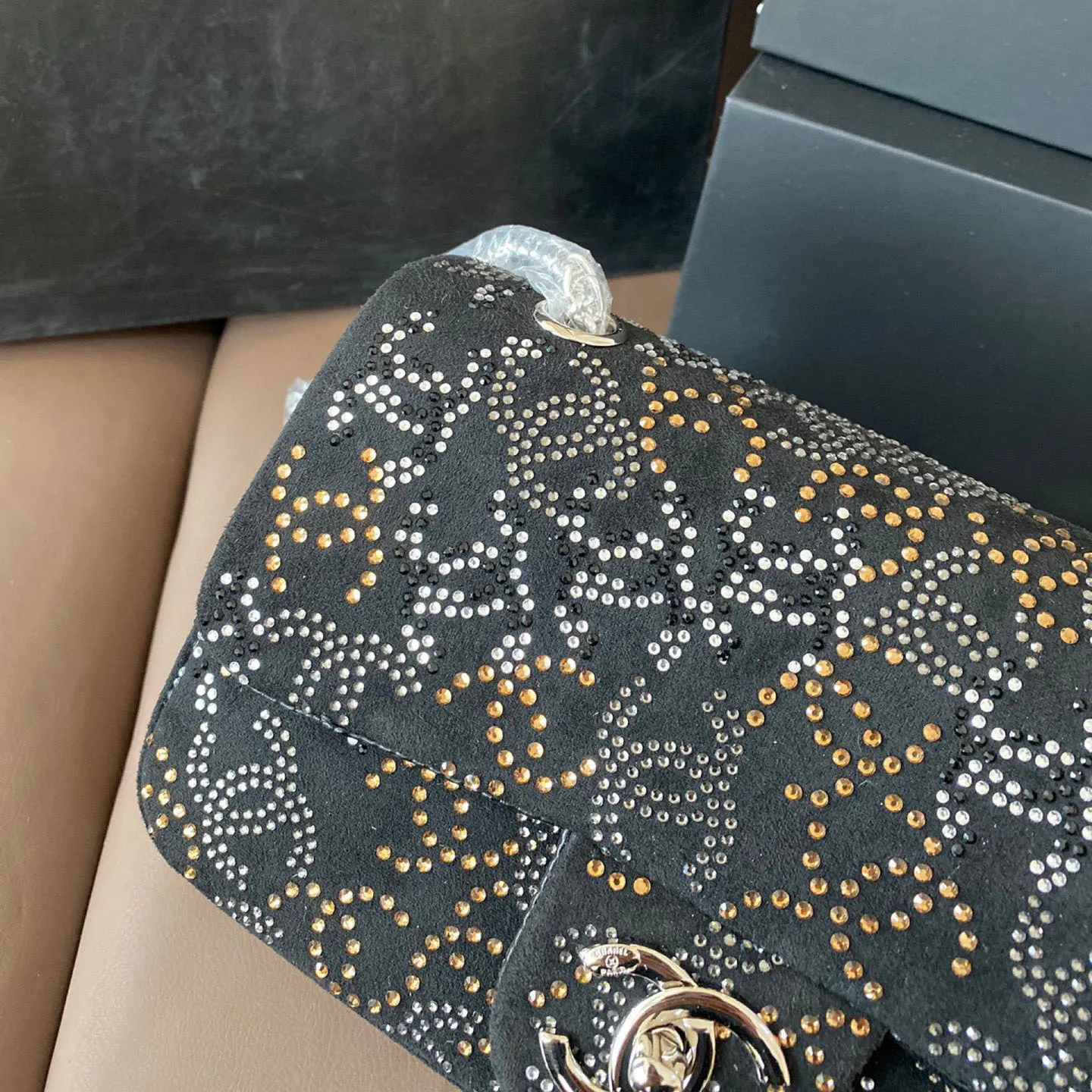 PARIS-SHANGHAI STUDDED CC FLAP BAG