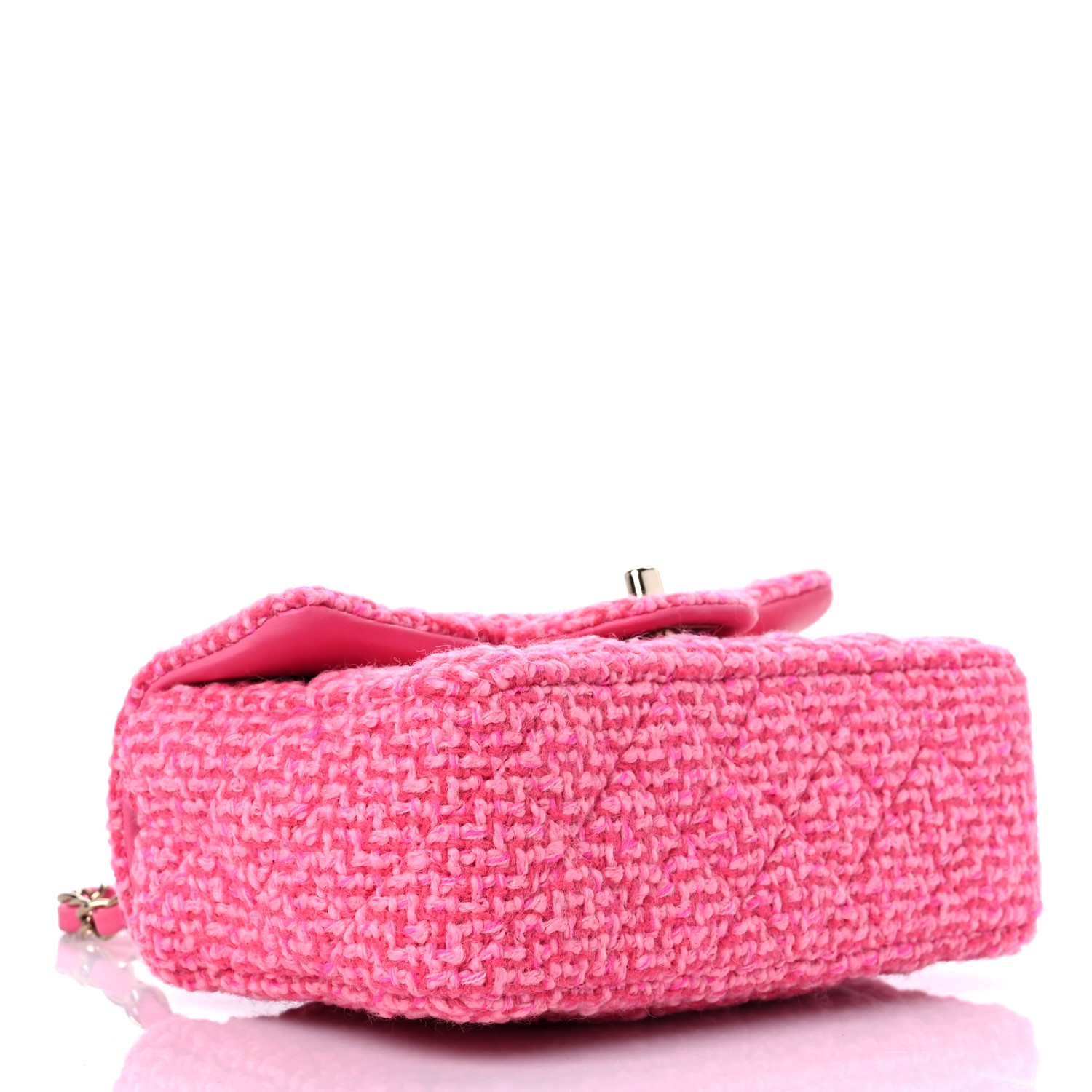 Wool Tweed Quilted Mini Rectangular Flap Dark Pink Fuchsia