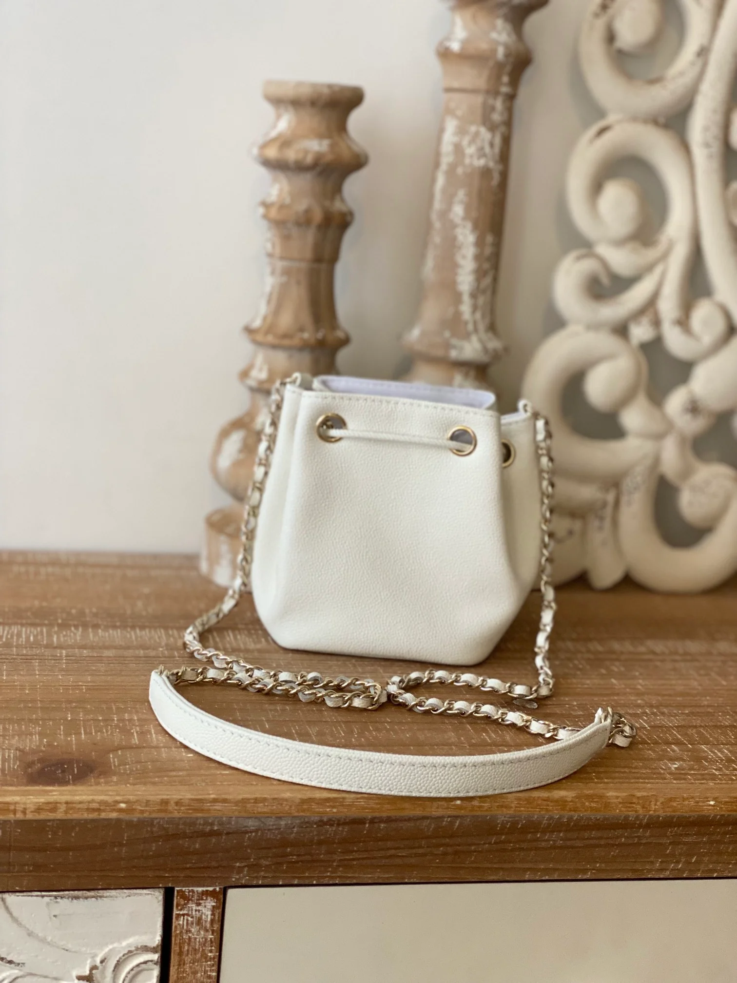 Chanel Mini Bucket Bag With Strap White For Women, Women’s Bags 4.9in/12.5cm AP2913 B05052 10601