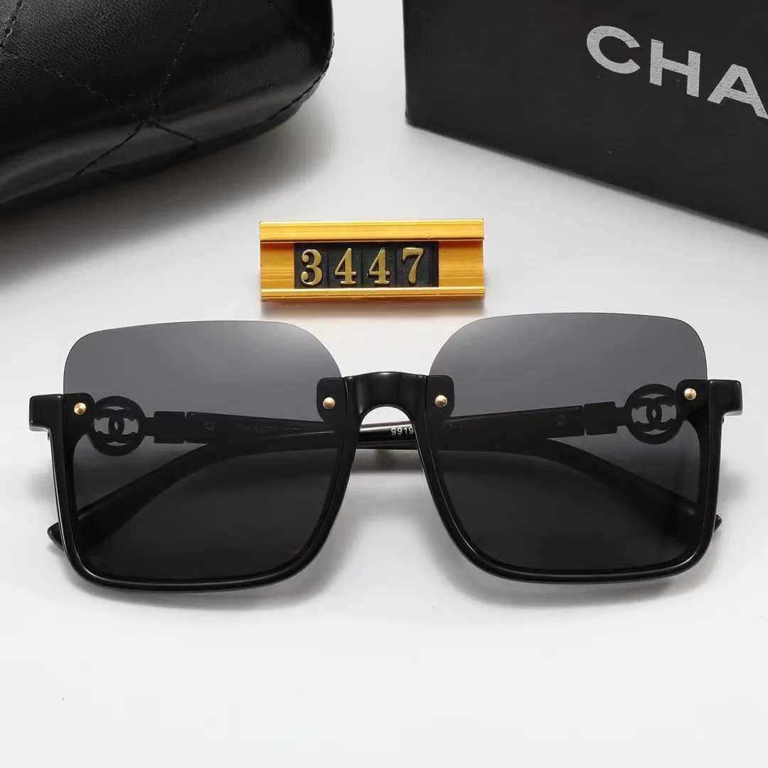 5-color fashion double C half-frame floral pattern temple polarized sunglasses