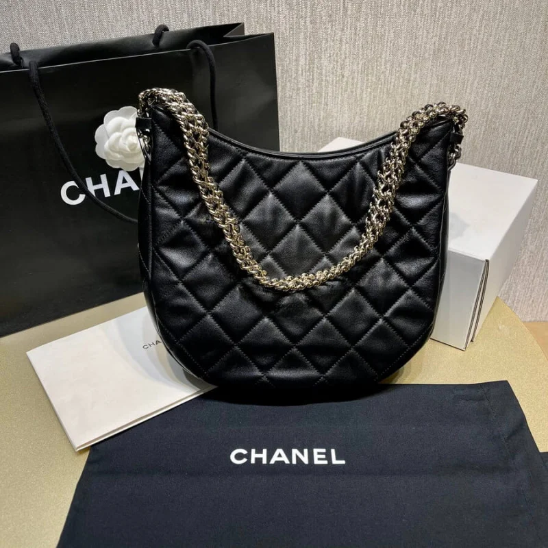 Chanel Hobo Bag In Lambskin As3153 Black