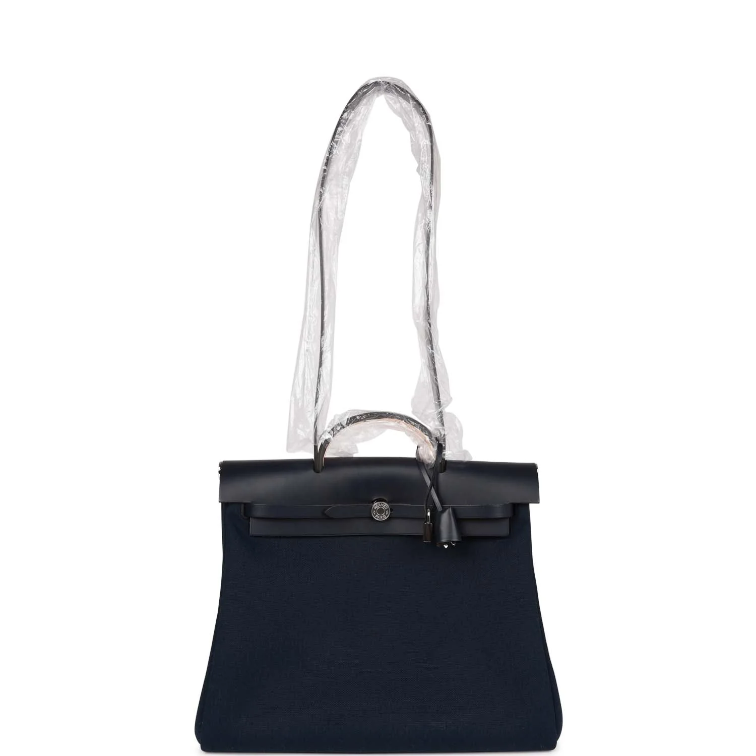 Hermes Herbag 39 Bleu Marine/Bleu Indigo Toile Militaire and Vache Hunter Palladium Hardware