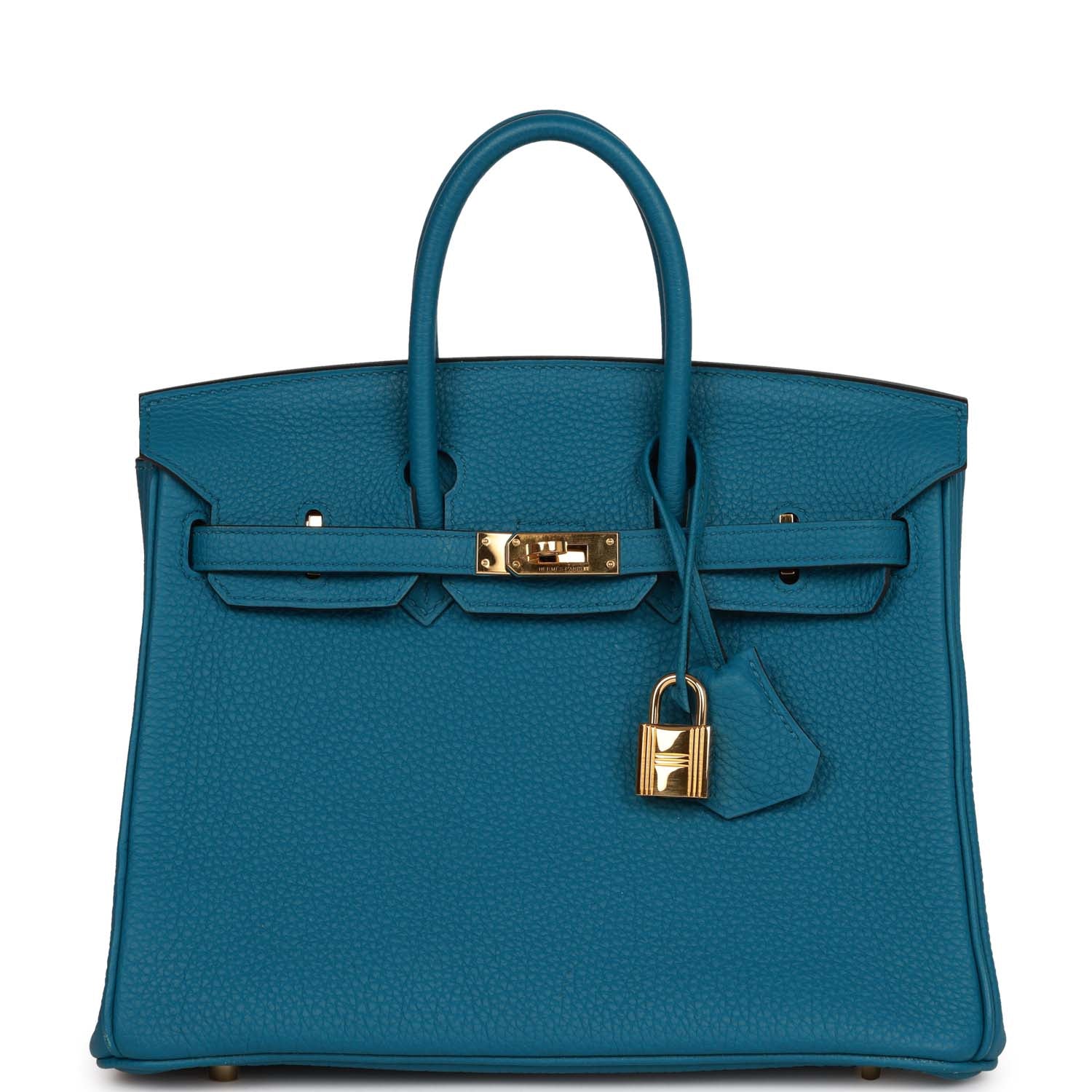 Pre-owned Hermes Birkin 25 Colvert Togo Gold Hardware