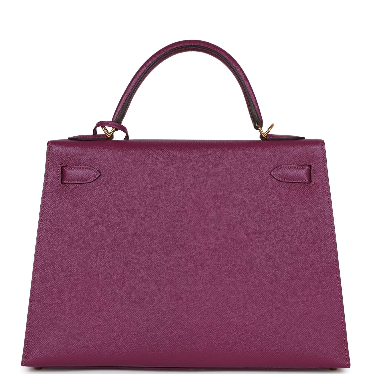 Pre-owned Hermes Kelly Sellier 32 Anemone Epsom Gold Hardware