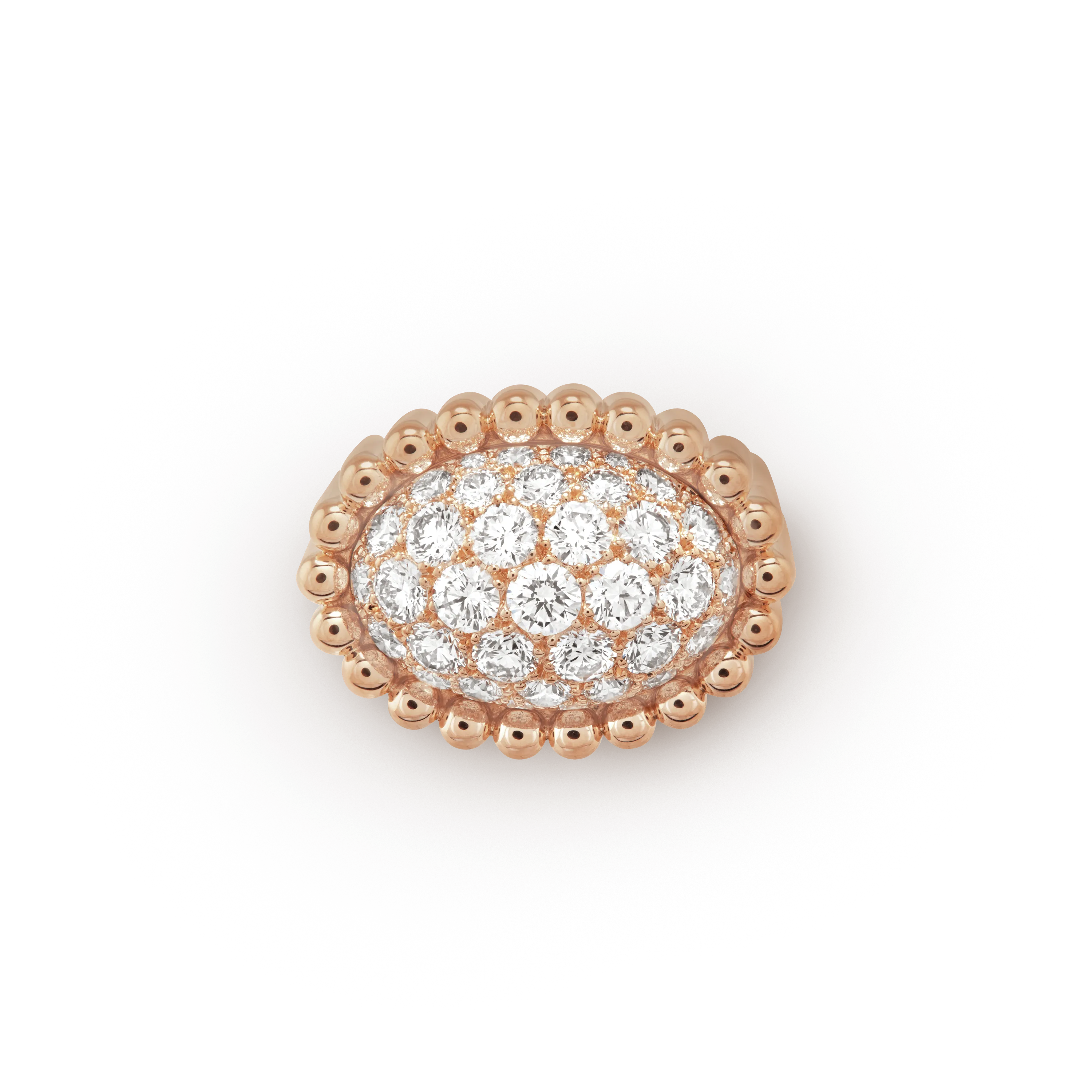 Perlée diamonds pavé ring rose gold, Diamond