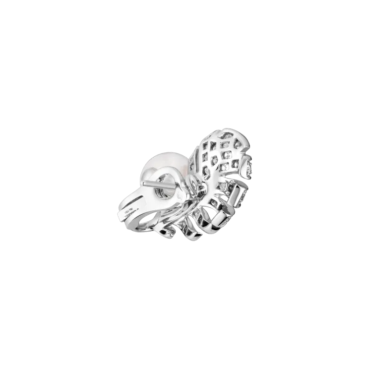 PLUME DE CHANEL EARRINGS white gold, diamonds, cultured pearls