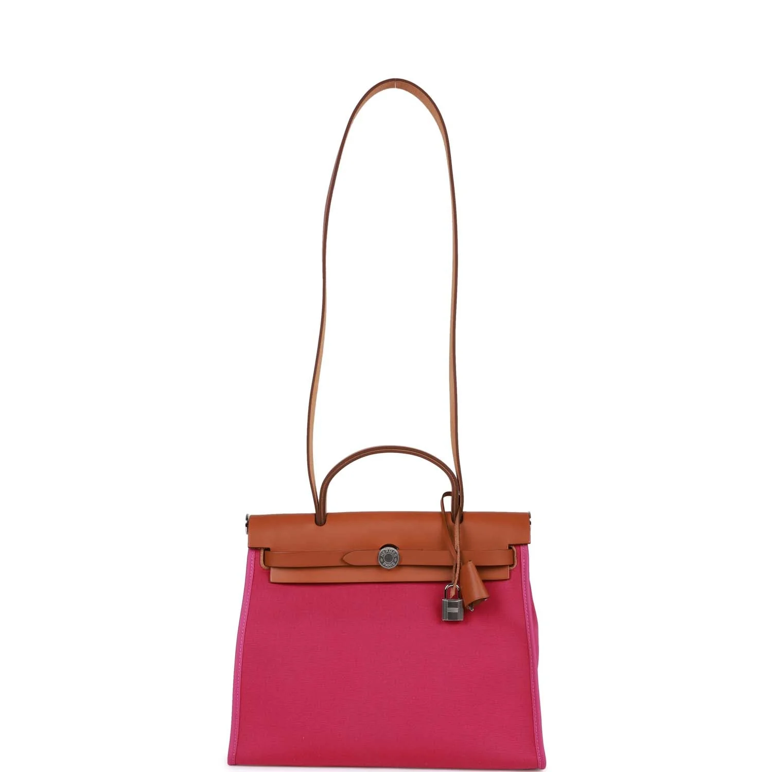 Hermes Herbag Zip PM 31 Rose Pourpre Toile H Berline Vache Barenia Hunter Palladium Hardware