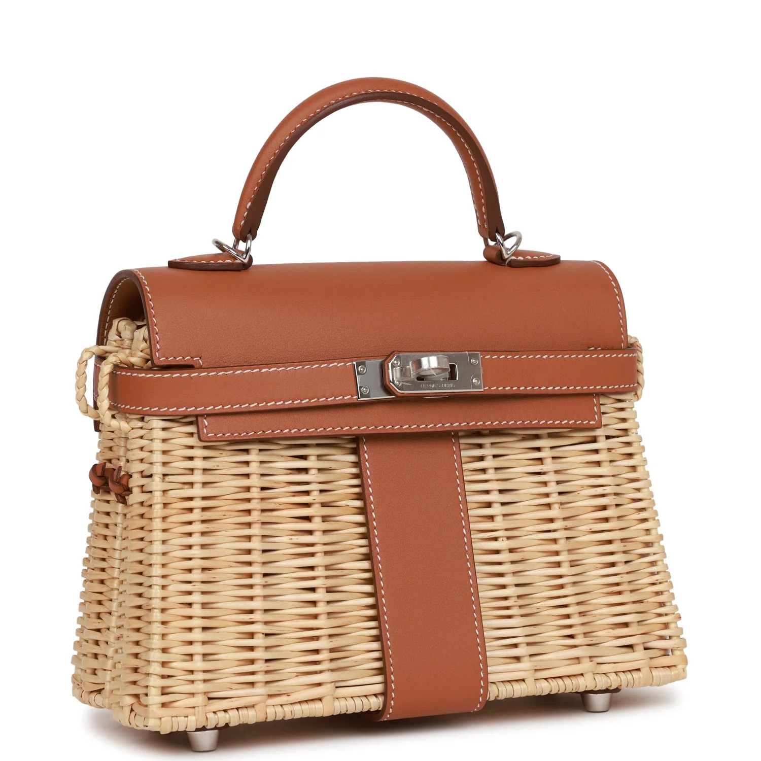 Pre-owned Hermes Mini Picnic Kelly 20 Gold Swift Palladium Hardware