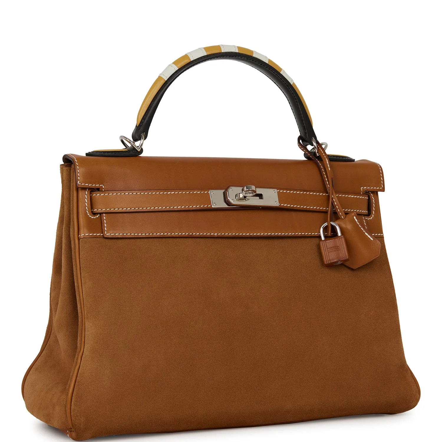 Pre-owned Hermes Grizzly Kelly Retourne 32 Fauve Au Galop Barenia Palladium Hardware