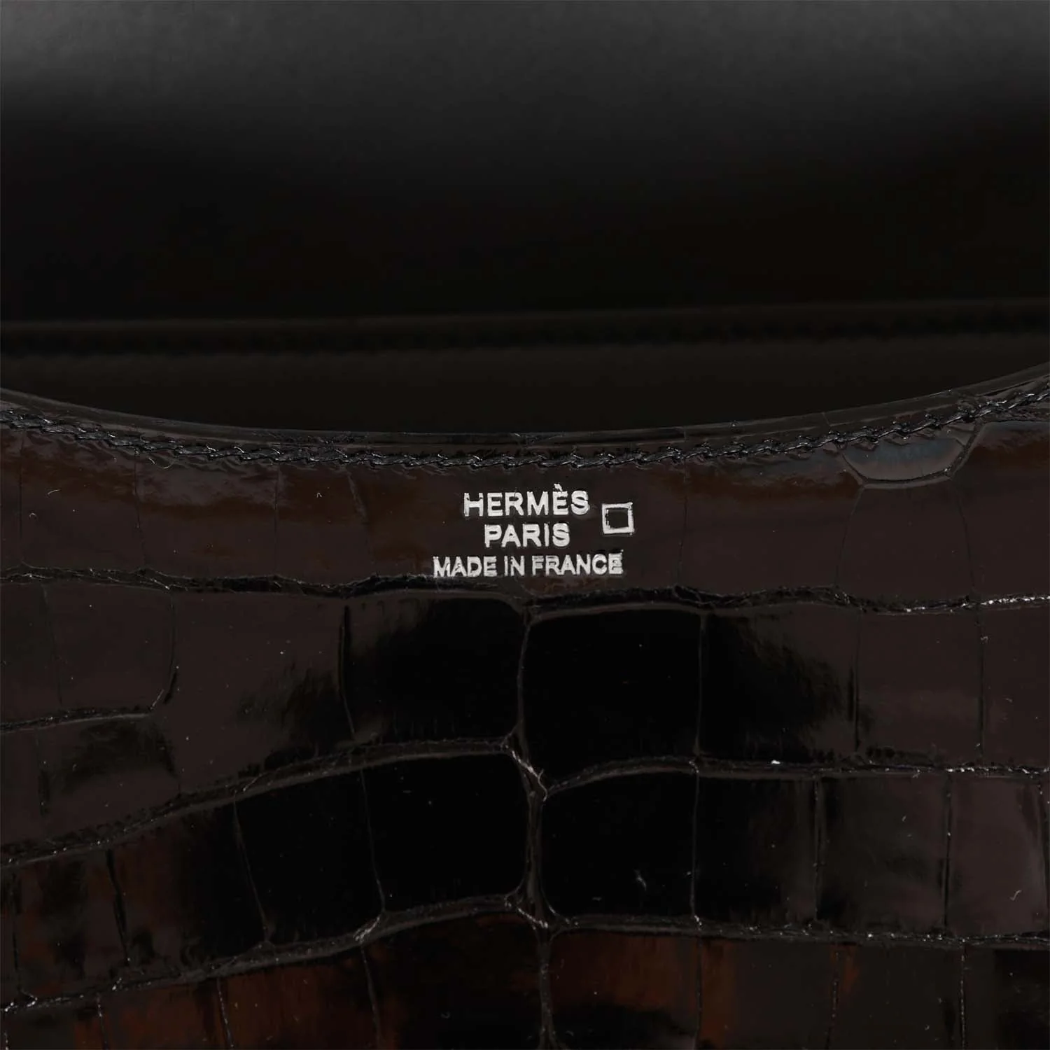 Hermes Constance 18 Black Shiny Alligator Palladium Tiger's Eye Hardware