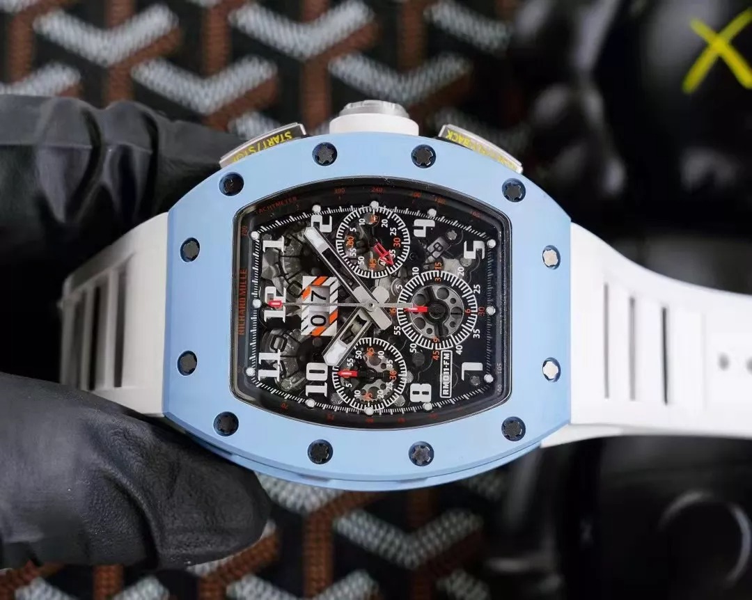 RM 11-03 Skeleton Dial Blue Bezel White Rubber Strap ZY 7750