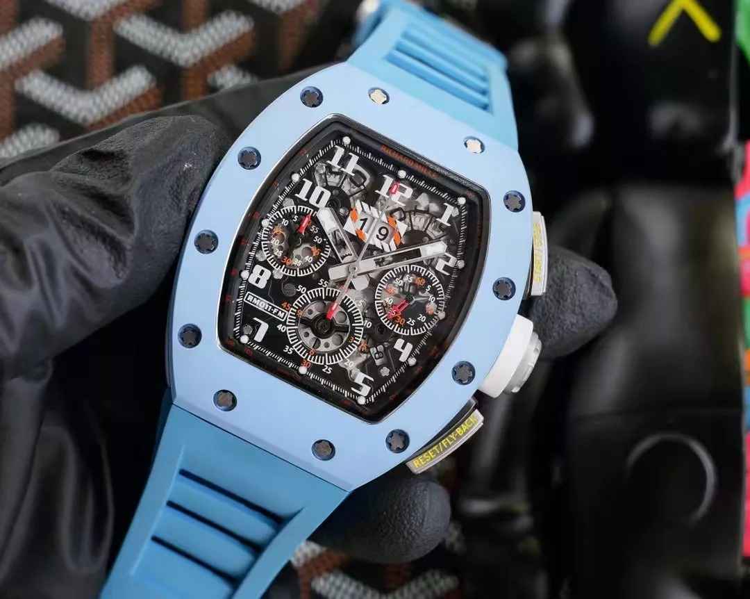 RM 11-03 Skeleton Dial Blue Bezel Blue Rubber Strap KV 7750