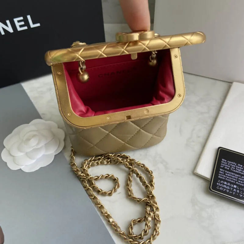 Chanel Small Lambskin Kiss-Lock Bag As1885