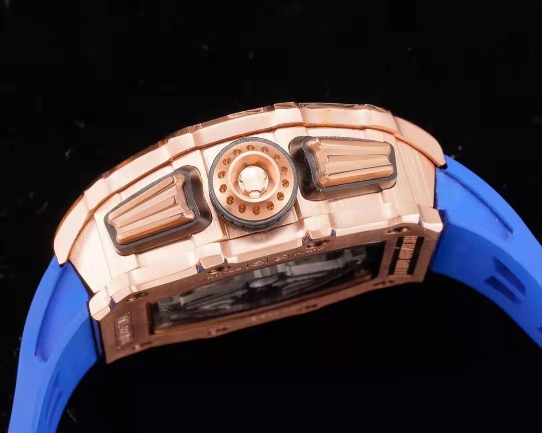 RM 11-03 Skeleton Blue Dial Rose Gold Bezel Blue Rubber Strap ZY 7750
