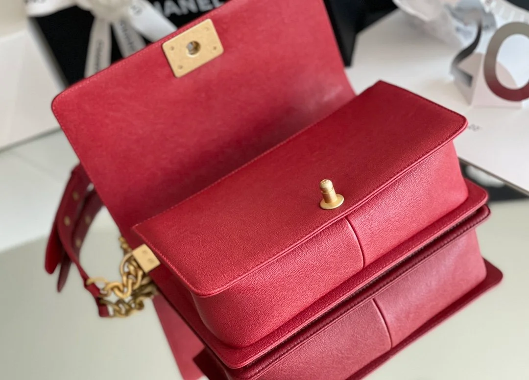 Chanel Medium Boy Handbag Red For Women 9.8in/25cm A67086