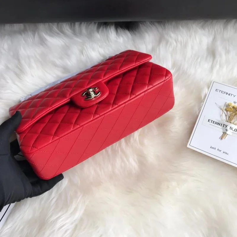 Chanel 1112 Red Medium Size 2.55 Lambskin Leather Flap Bag