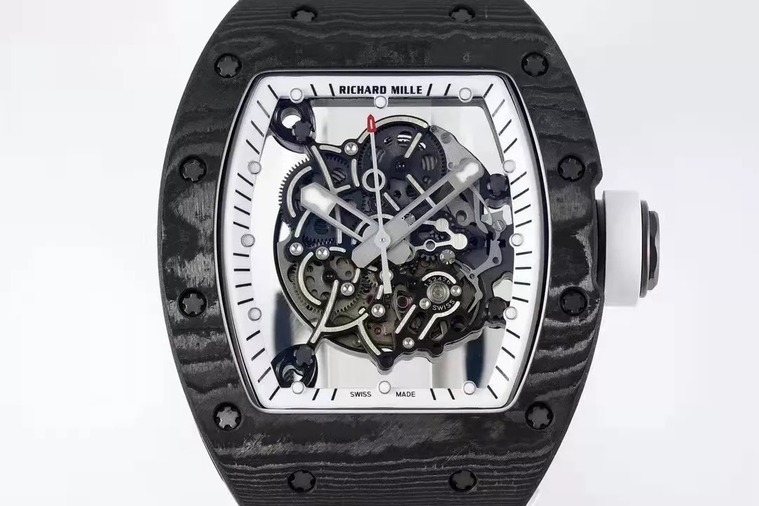 RM055 Skeleton White Dial Black Bezel White Rubber Strap ZF RMUL2