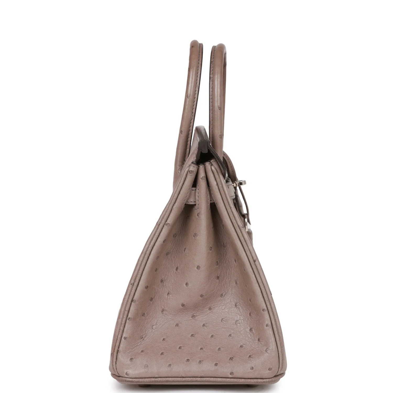 Pre-owned Hermes Birkin 25 Gris Tourterelle Ostrich Palladium Hardware