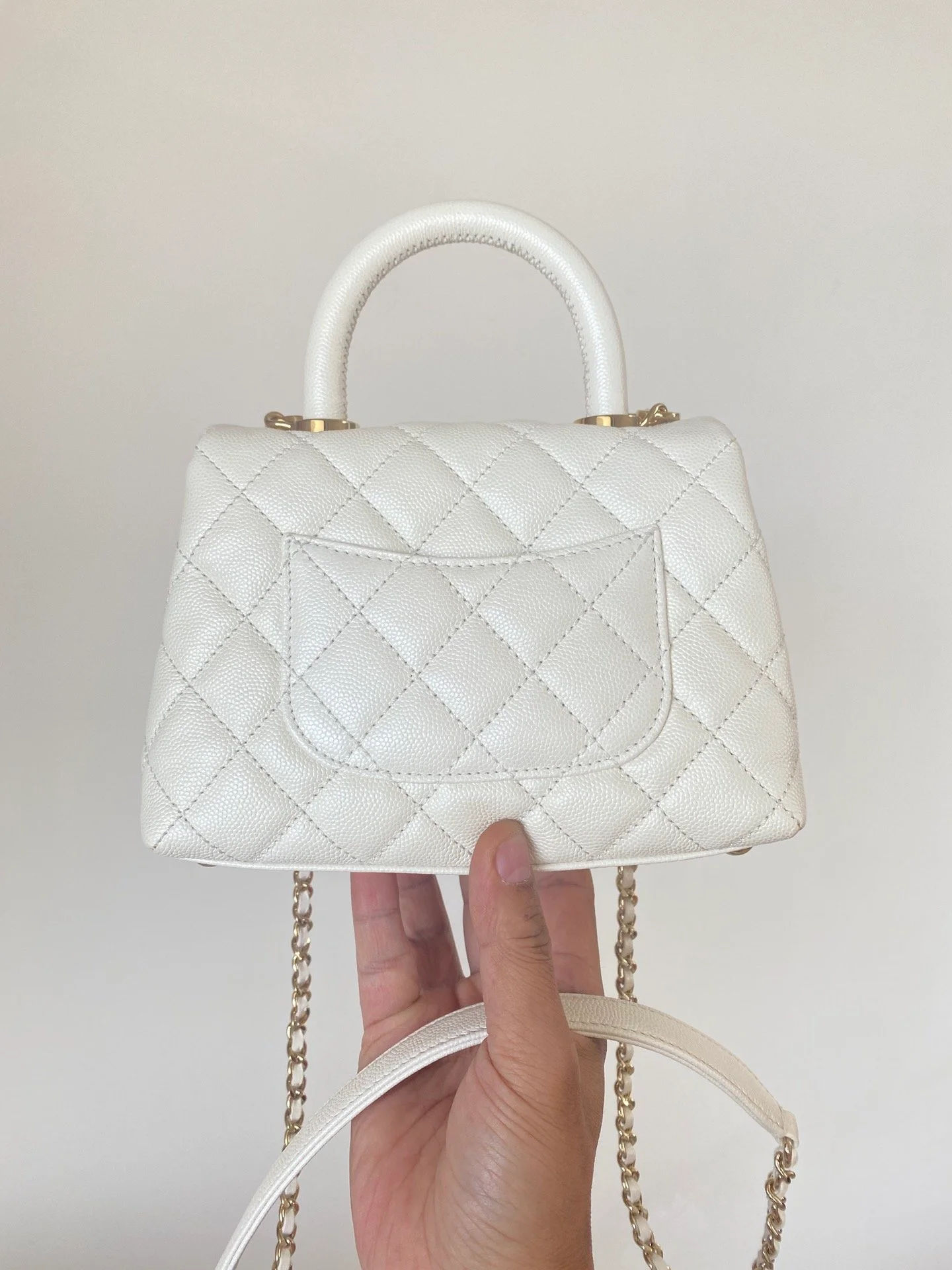 Chanel Mini Flap Bag Top Handle White For Women 7.5in/19cm