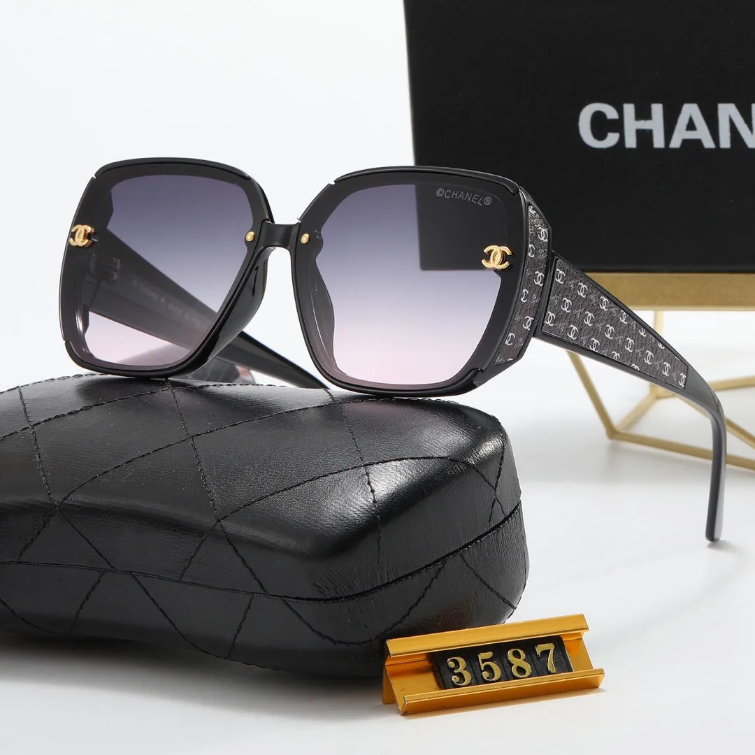 5-Color Fashion CC Printed Letter Temple Polarized Sunglasses