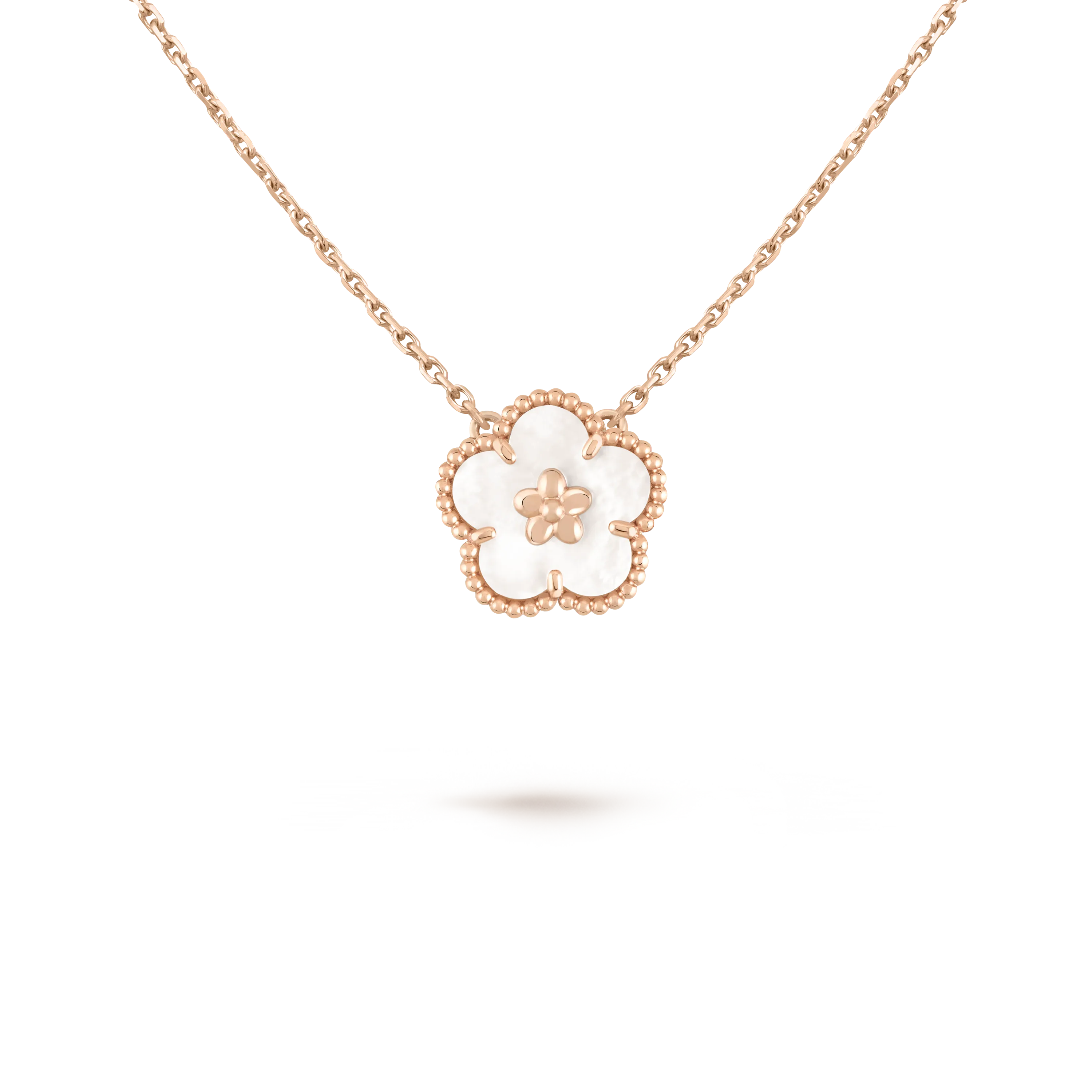 Lucky Spring Necklace, plum blossom  rose gold, mother-of-pearl