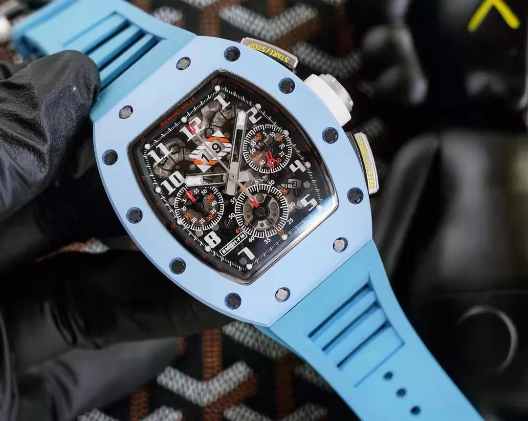 RM 11-03 Skeleton Dial Blue Bezel Blue Rubber Strap KV 7750