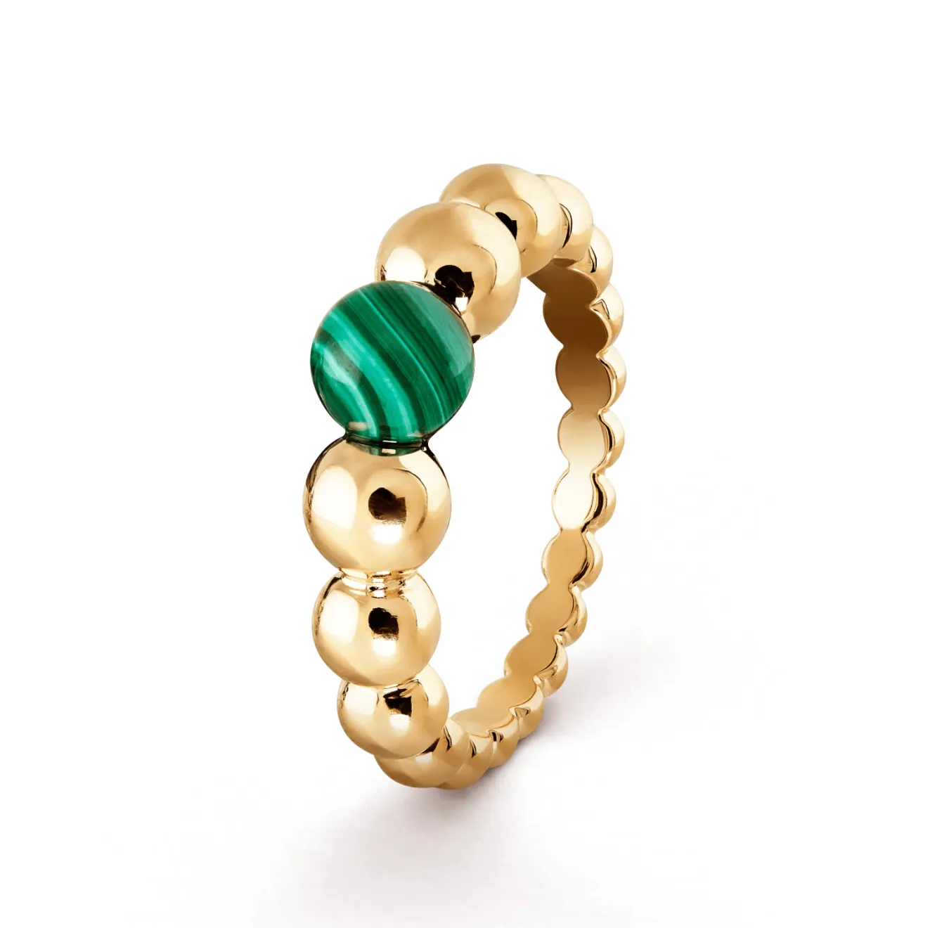 Perlée couleurs variation ring Yellow gold, Malachite