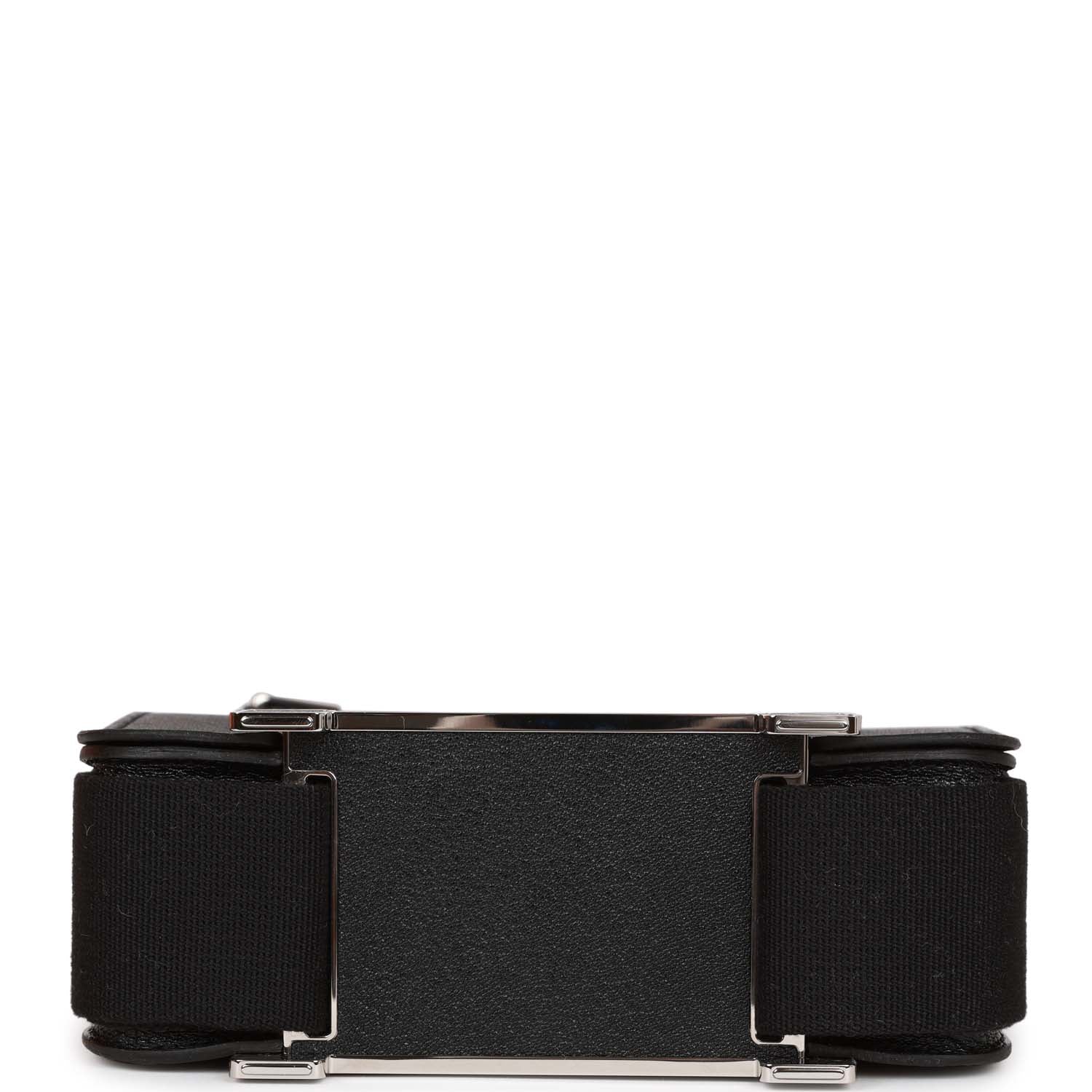 Hermes Geta Bag Black Chevre Palladium Hardware